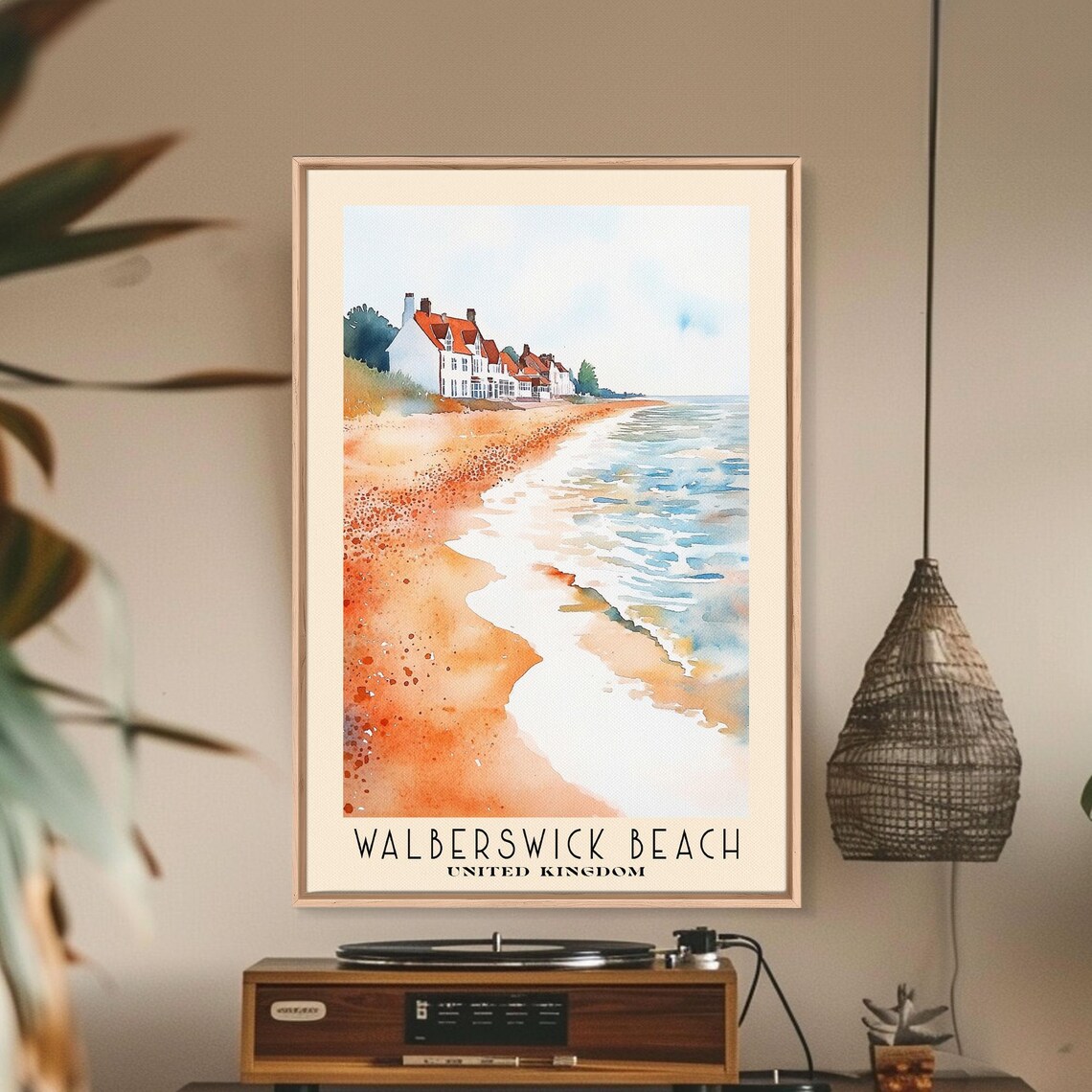 Walberswick Beach United Kingdom Sandy Shore Watercolor Poster - Image 3