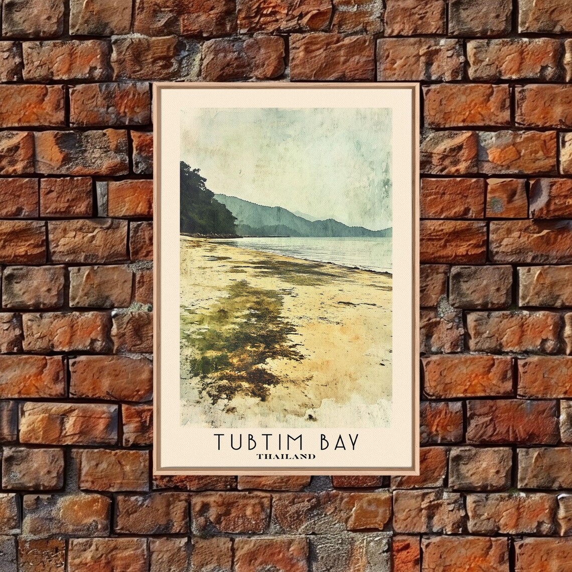 Tubtim Bay Thailand Golden Beach Mountain Coast Watercolor Poster - Image 4