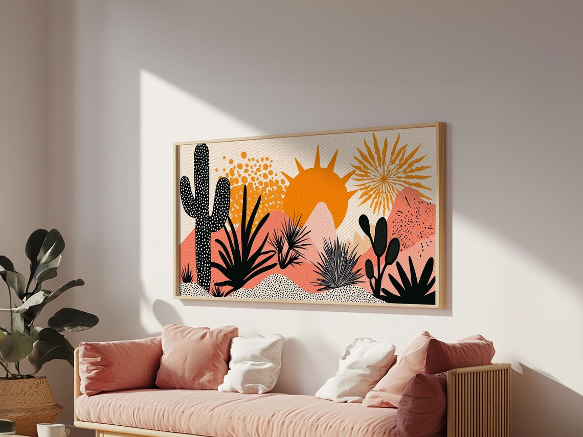 Abstract Southwest Style Cactus And Desert Sunset Art Print - Image 5