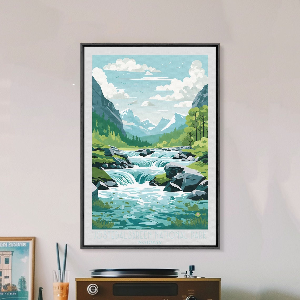 Jostedalsbreen National Park Norway Glacial River Falls View Poster