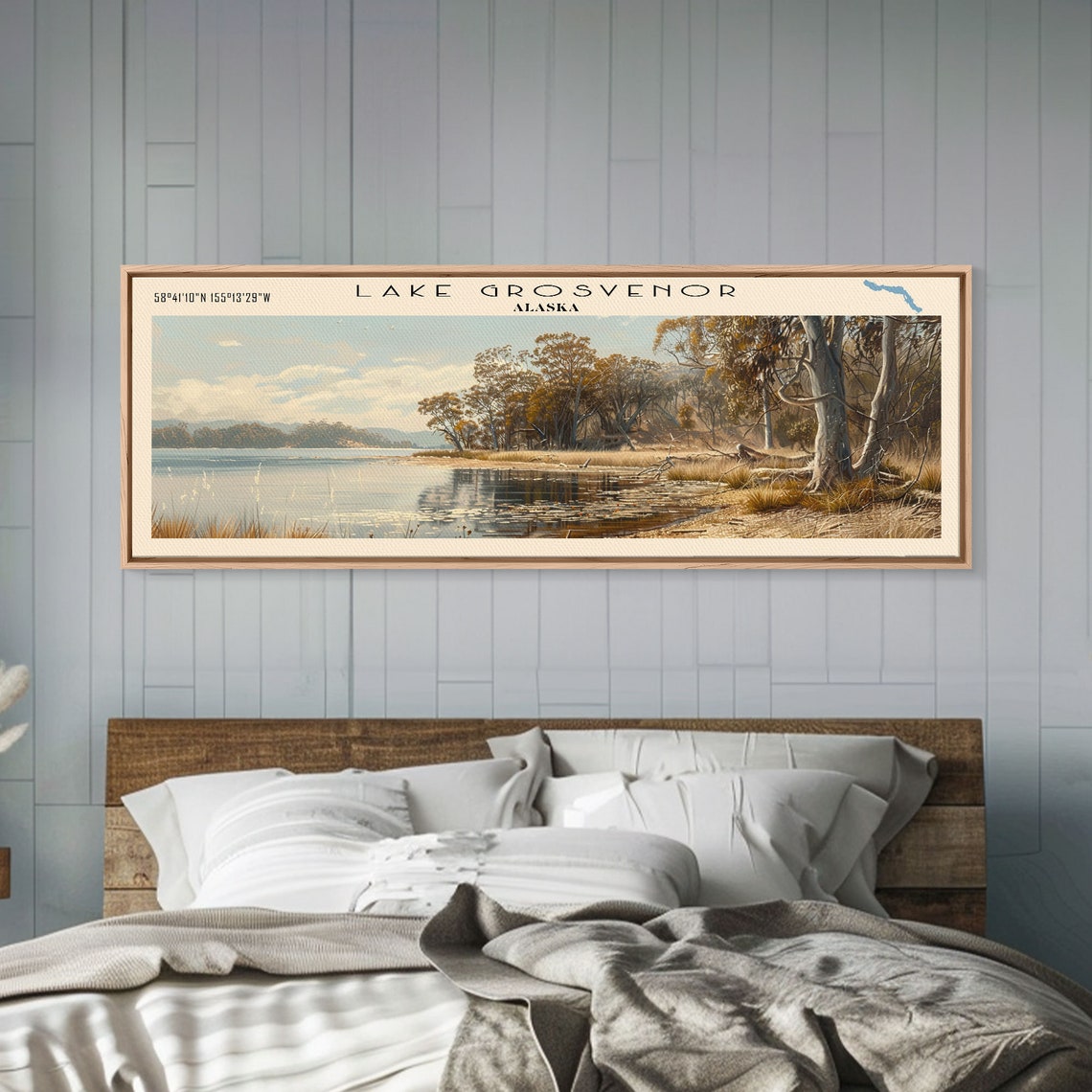 Lake Grosvenor Alaska Golden Cove Sunlit Trees Panoramic Travel Poster - Image 4