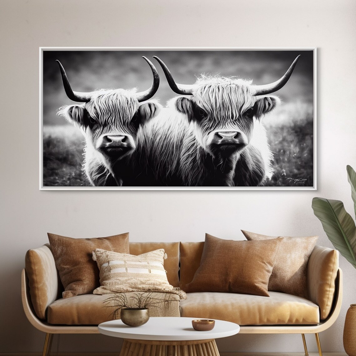 Highland Cow Farmhouse Living Room Art Print - Image 6