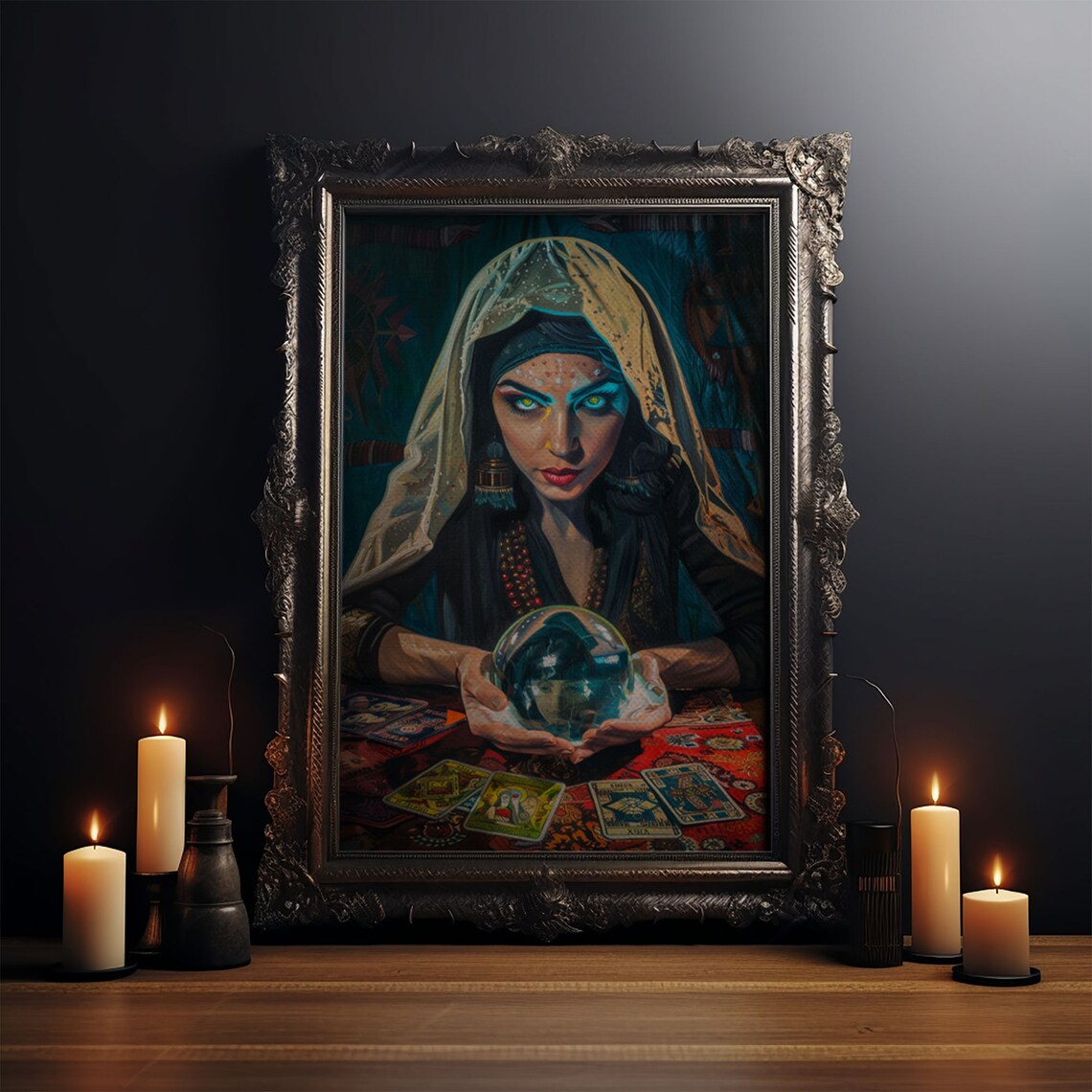 Fortune Teller Under Moonlight, Gothic Art Print - Image 4