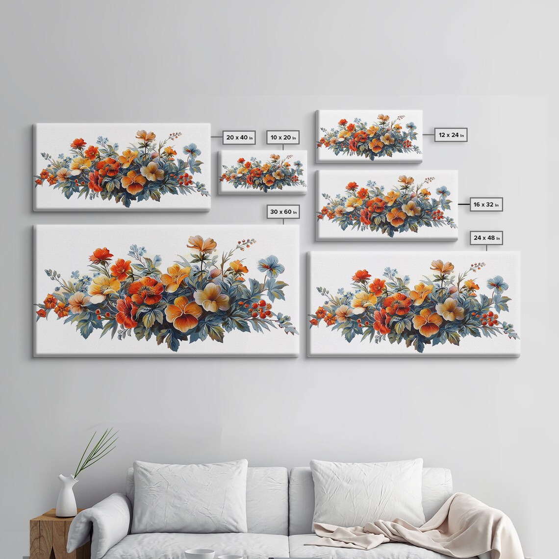 Autumn Poppies Pansies Watercolor Floral Arrangement Bright Art Poster - Image 2
