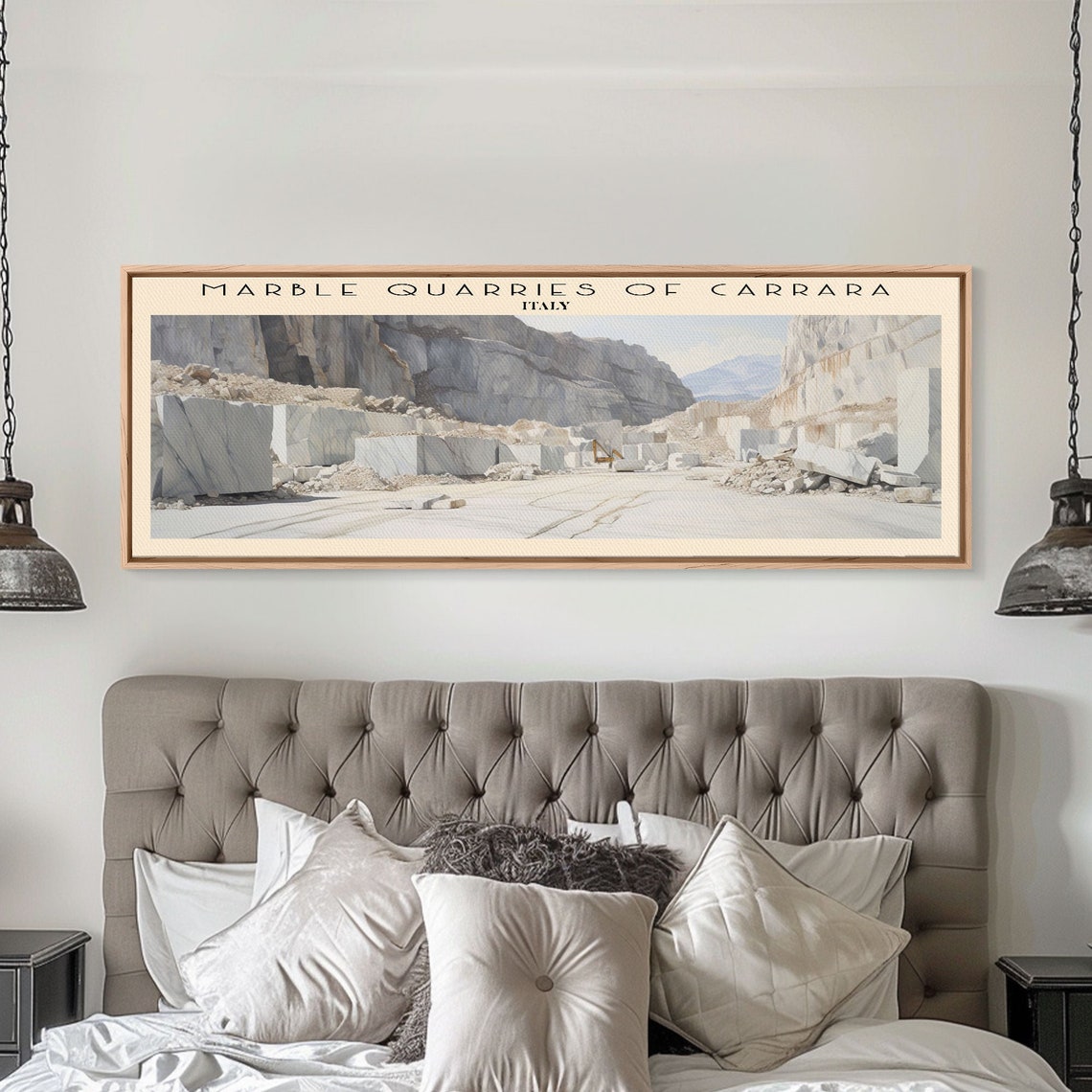 Carrara Marble Quarries Italy White Marble Cliffs Panoramic Poster