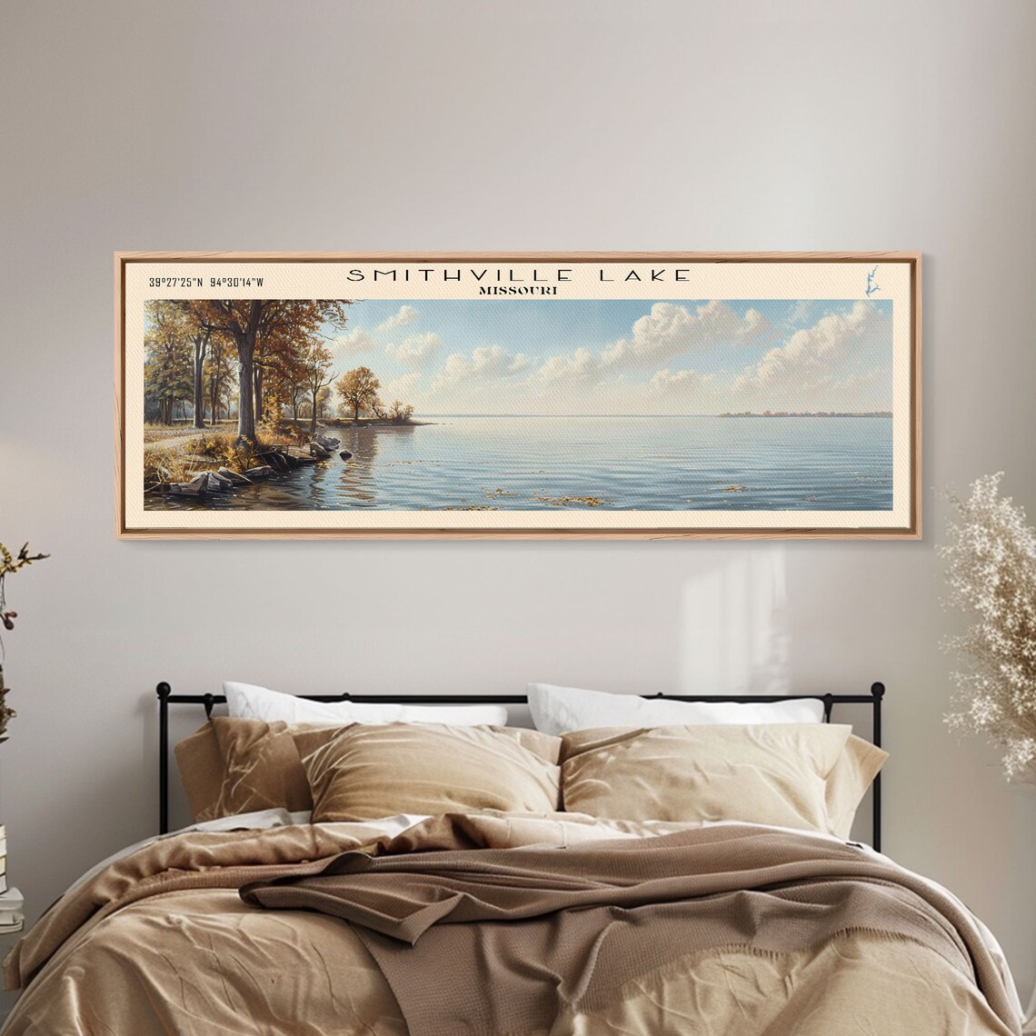 Smithville Lake Missouri Panoramic Framed Print Lake House Decor Wall Art Travel Poster Serene Lake Painting Living Room Decor - Image 3
