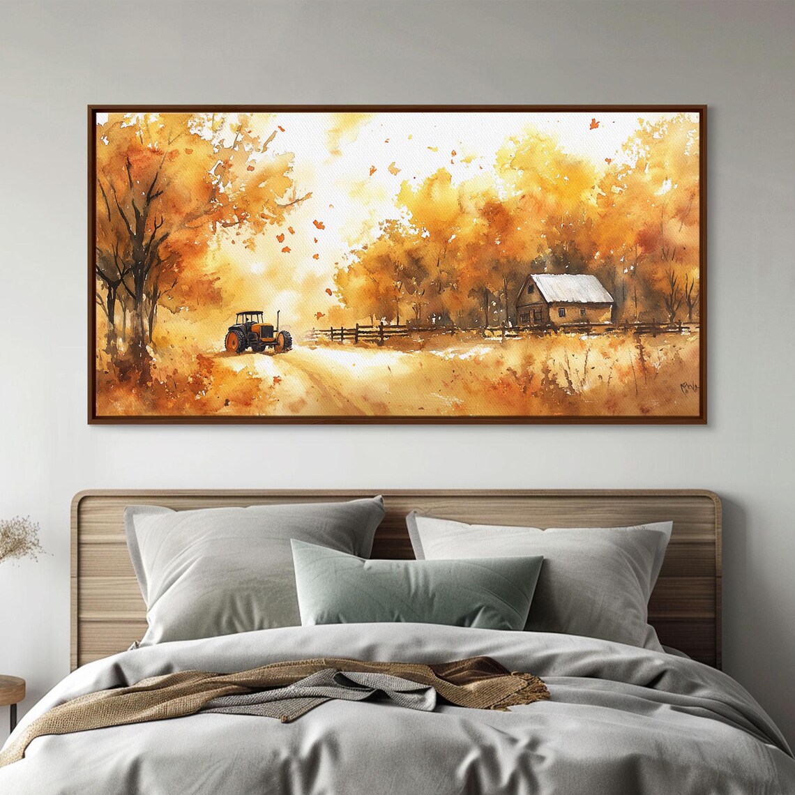 Vintage Tractor Path Through Golden Autumn Trees Farm Art Print - Image 5