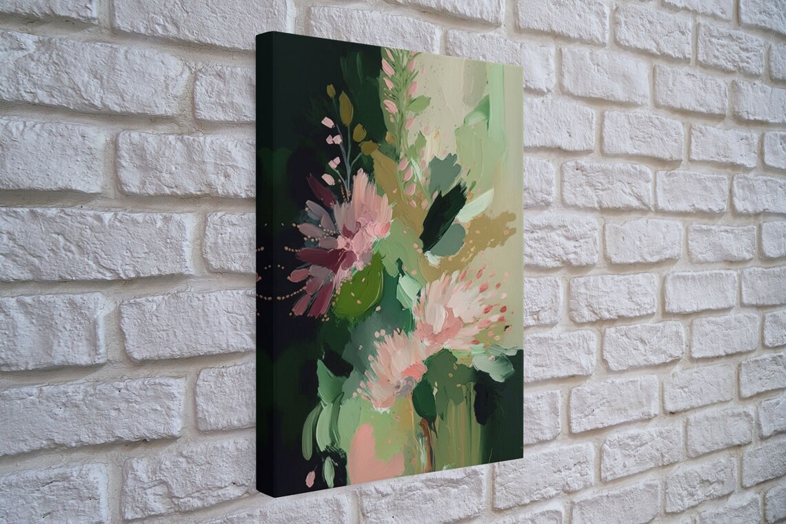 Abstract Flowers Oil Painting Print, Boho Floral Art - Image 4