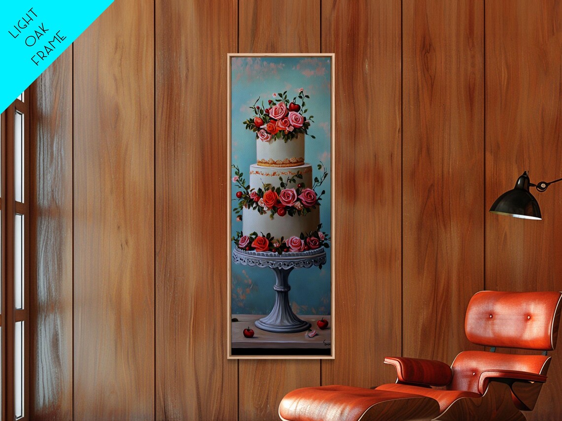 Wedding Cake With Roses Floral Cake Stand Still Life Painting Poster - Image 6