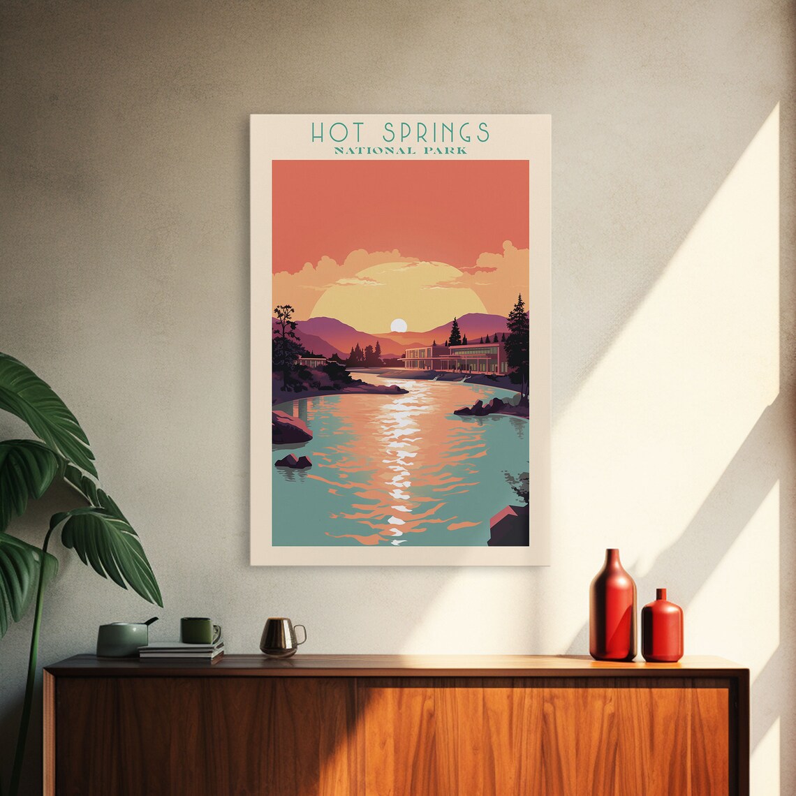 Hot Springs National Park Lake Sunset Bathhouse Arkansas Travel Poster - Image 4