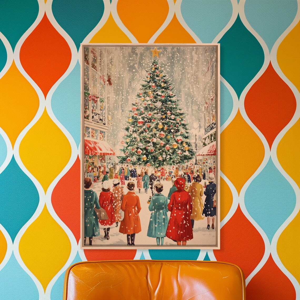 Christmas Tree in Town Square, Holiday Wall Art Print - Image 4