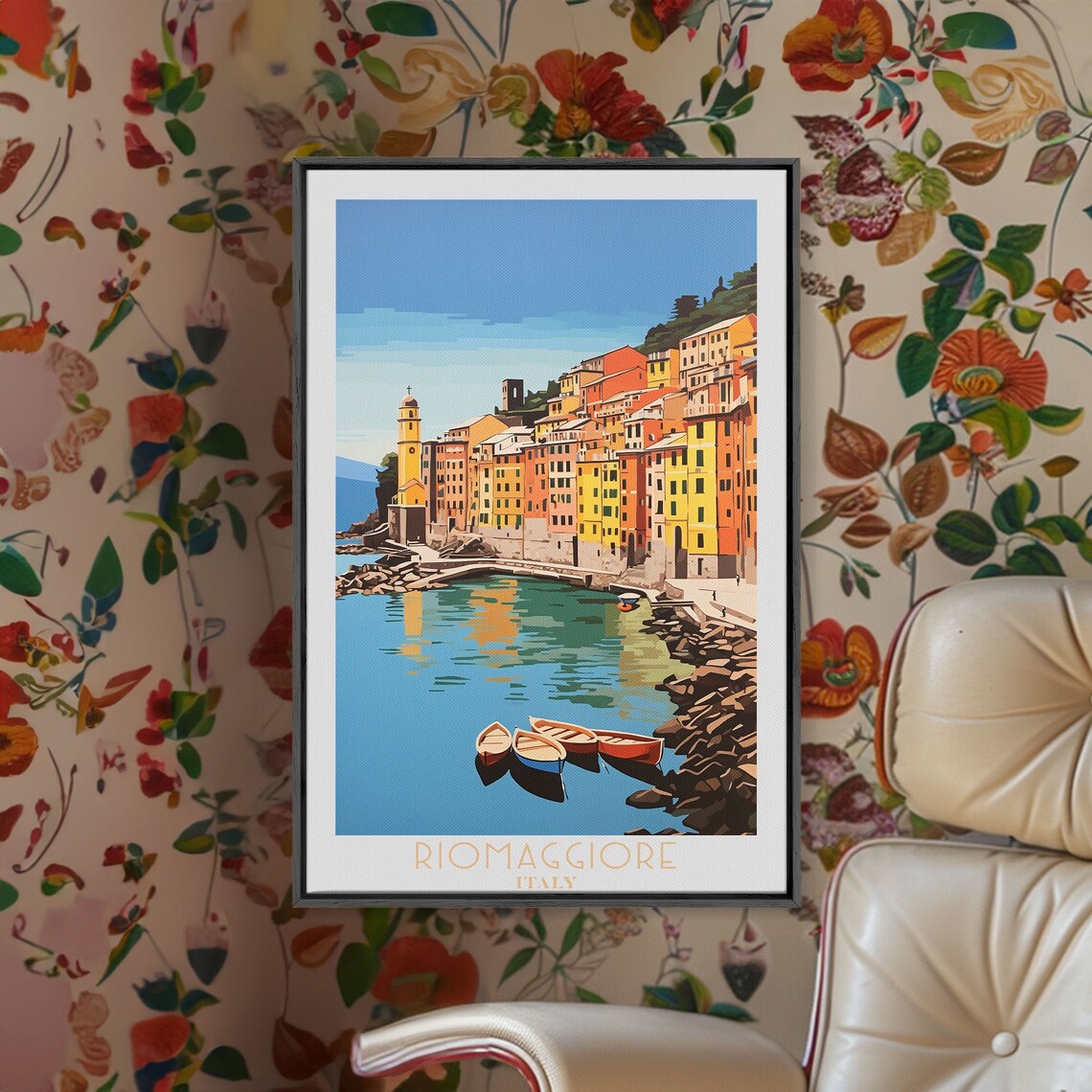 Riomaggiore Italy Colorful Harbor Houses Boats Sea View Travel Poster - Image 6