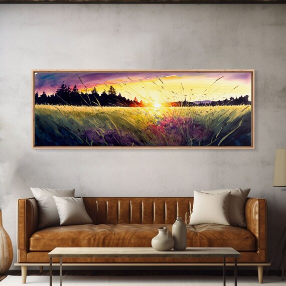 Texas Prairie Sunset Watercolor Wall Art Print