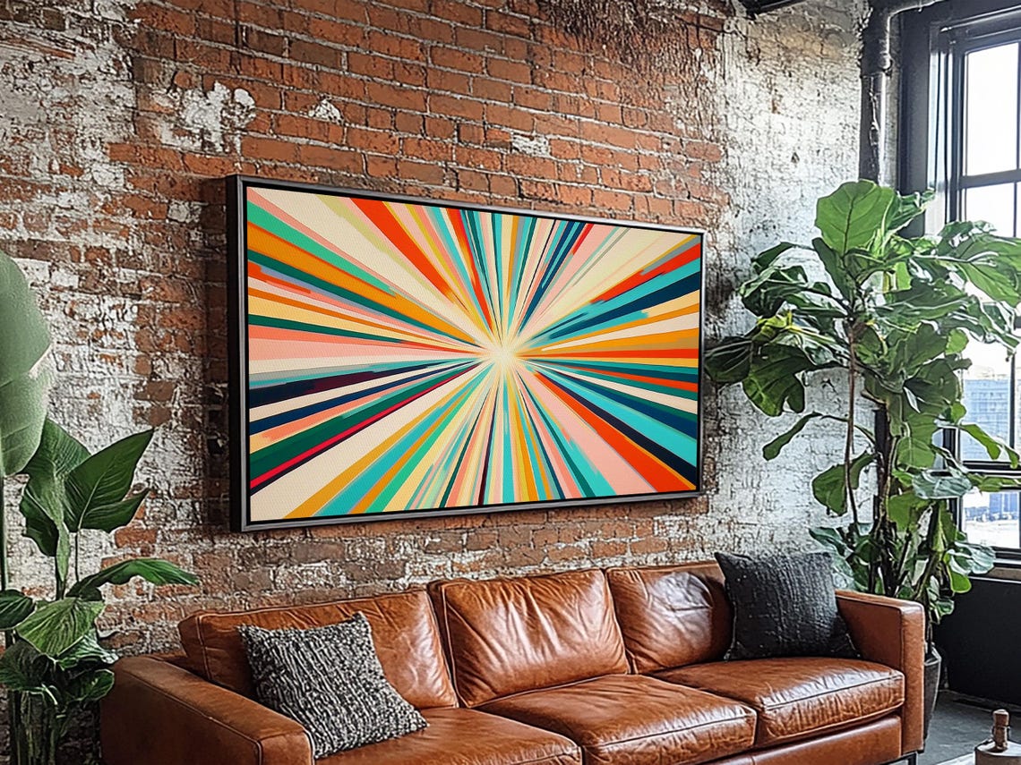 Retro Sunburst Starburst Rainbow Rays Mid Century Modern Print - Image 6