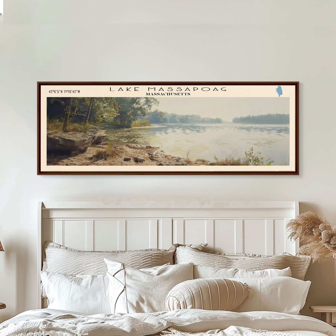 Lake Massapoag Massachusetts Sunny Sandy Cove Panoramic Travel Poster - Image 4