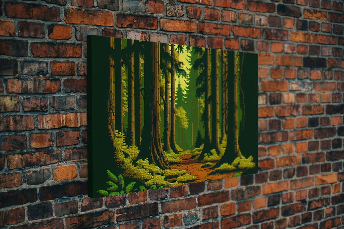 Forest Pixel Art Print Game Room Wall Decor Among The Tall Trees - Image 5