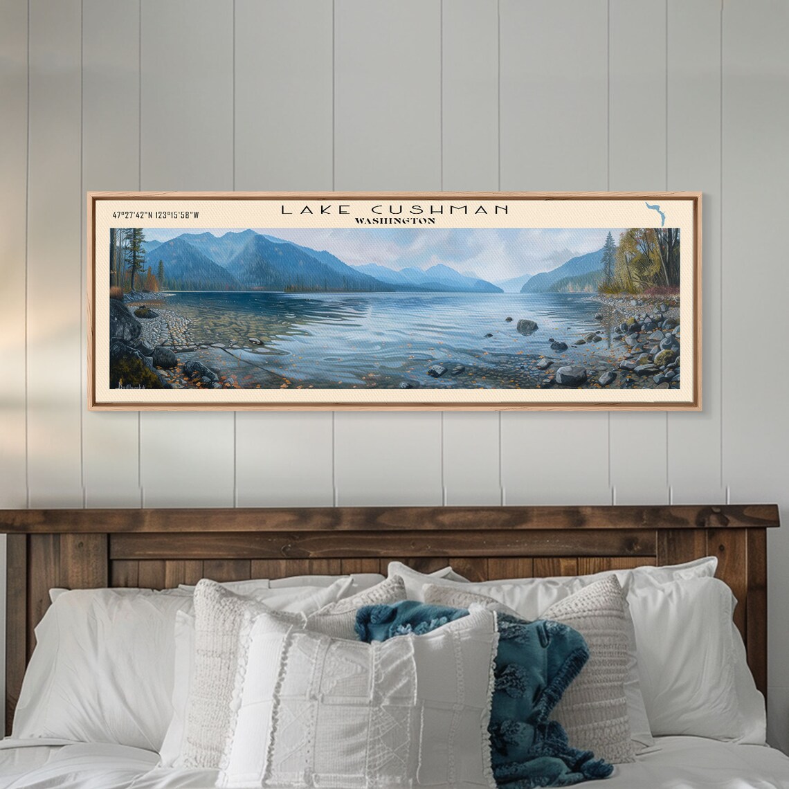 Lake Cushman Washington Rocky Shore Mountain Panorama Travel Poster - Image 3