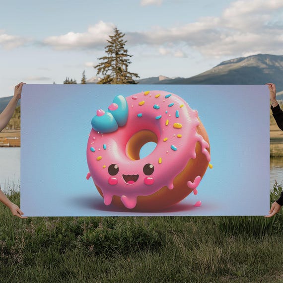 Kawaii Donut Art Framed Print Cute Kawaii Art Anime Style Wall Art