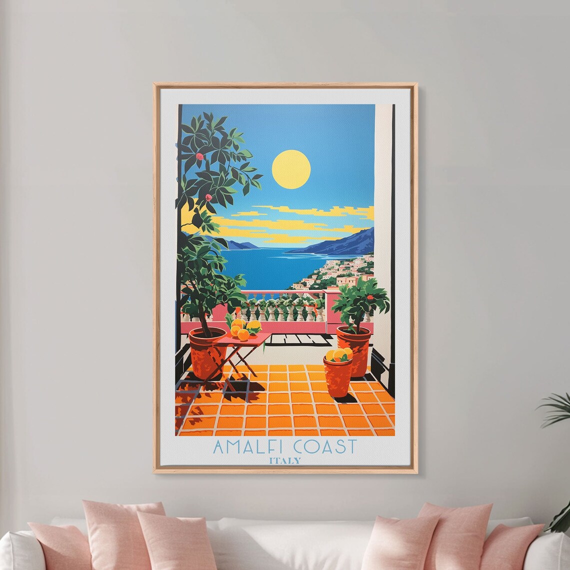 Amalfi Coast Italy Sunlit Lemon Terrace Sea View Travel Poster - Image 6