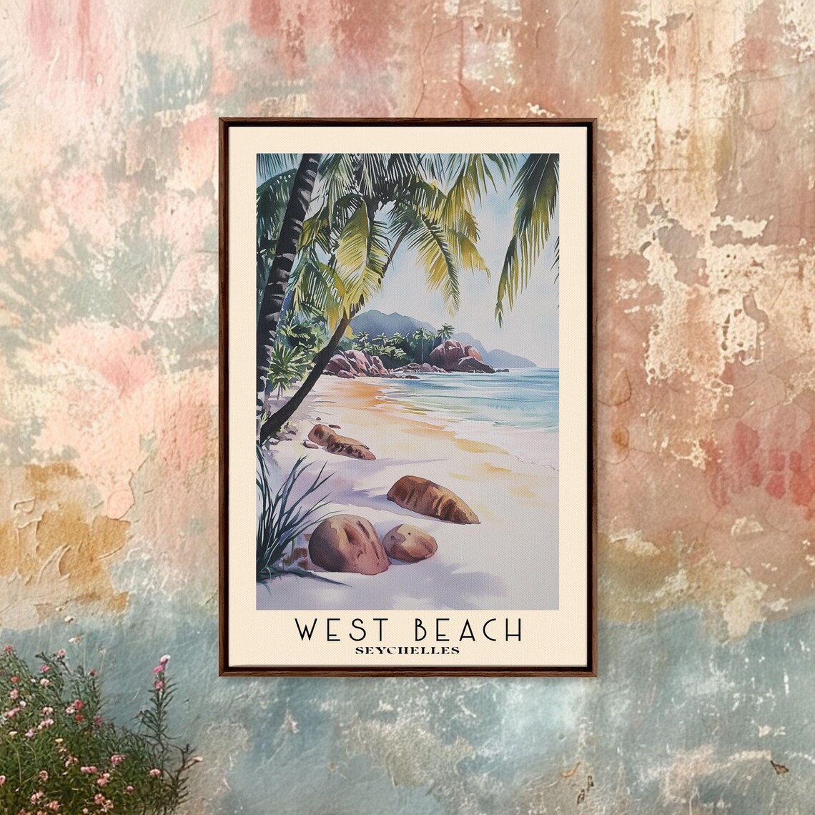 West Beach Seychelles Granite Boulders Palm White Sand Poster - Image 4