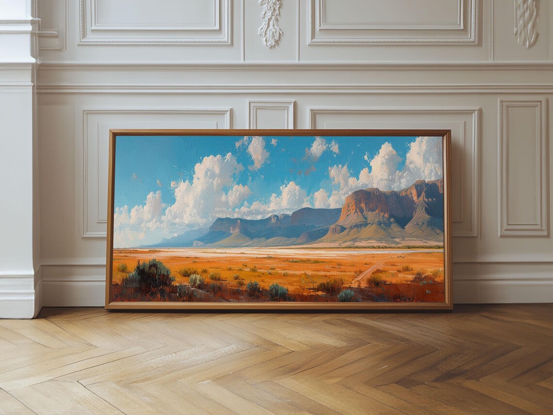 Desert Mesa Golden Prairie Panoramic Landscape Painting Wall Poster - Image 4