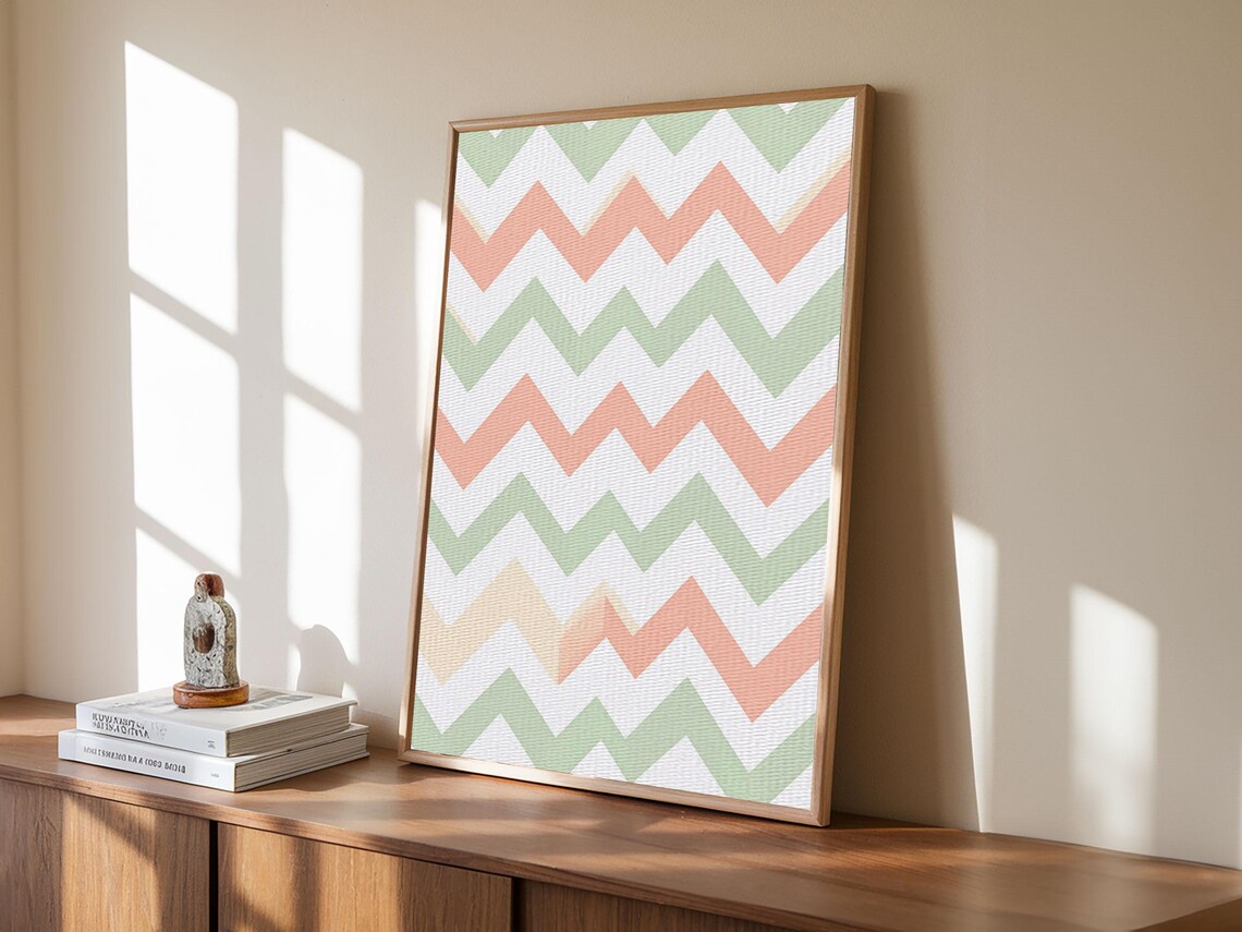 Pastel Chevron Zig Zag Pattern, Mid Century Modern - Image 2