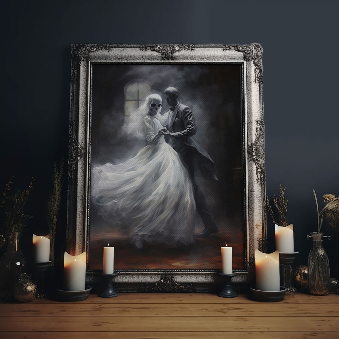 Ghost Couple Dancing Ballroom Skeletal Bride Spooky Gothic Art Poster - Image 6