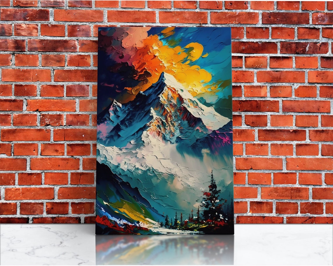 Annapurna Iii Mountain Art Rustic Landscape Framed Print Abstract Oil Painting Nepal Mountains - Image 2