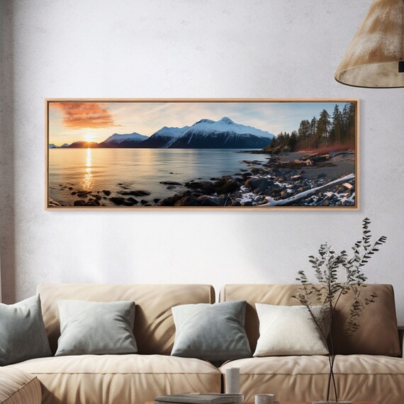 Kenai Fjords National Park Sunset Snowy Coastal Peaks Fjord Panoramic Poster