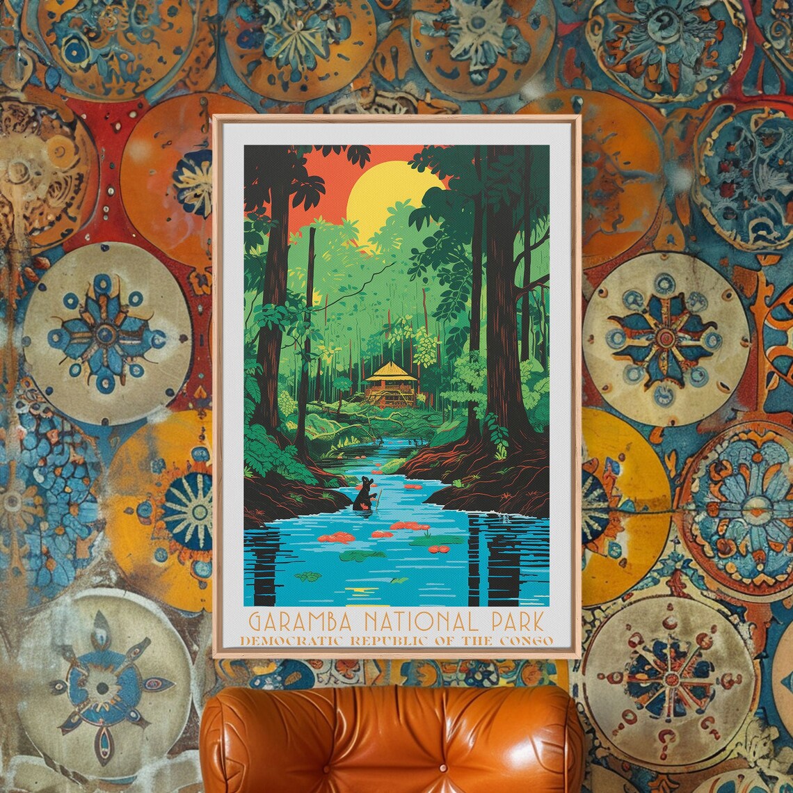 Garamba National Park Congo Jungle River Sunset Safari Wall Art Poster - Image 4