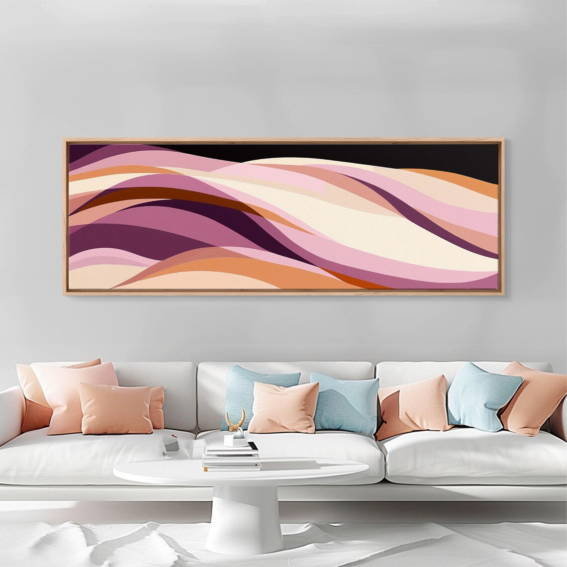 Lavender Lilac Flowing Waves Abstract Purple Retro Art Poster