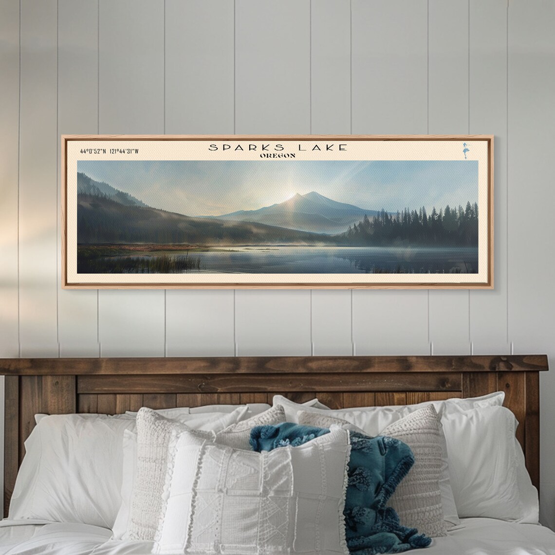 Sparks Lake Oregon Sunrise Behind Peak Misty Morning Travel Poster - Image 2