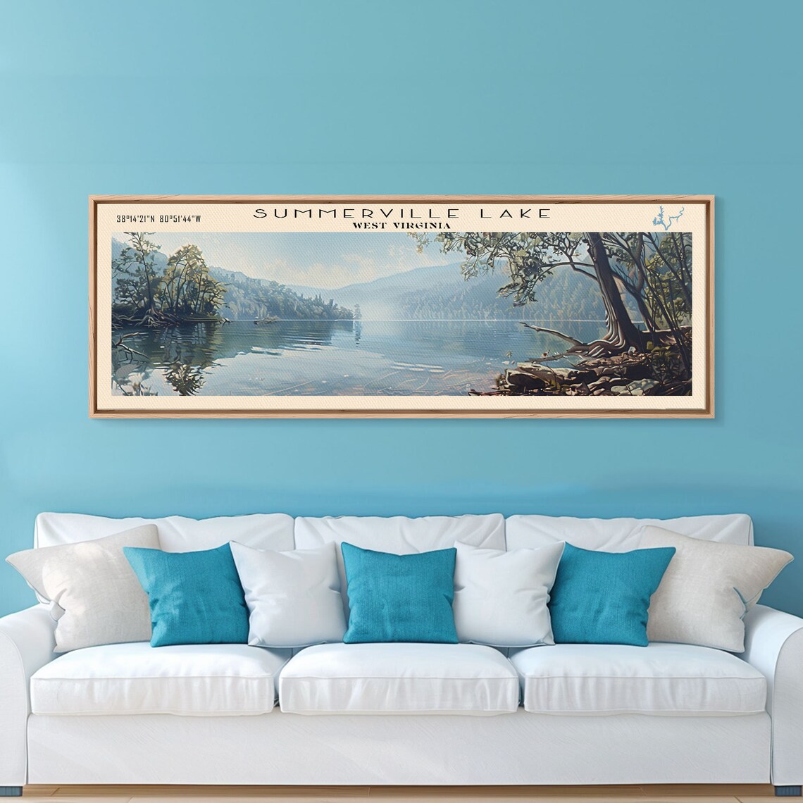 Summerville Lake West Virginia Deep Blue Water Forest Travel Poster - Image 4