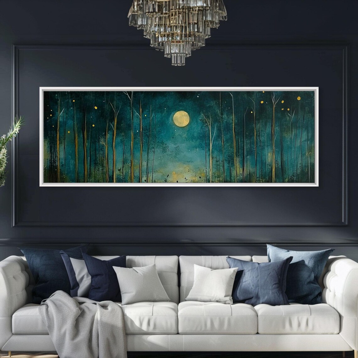 Moon Over the Forest, Vintage Dark Landscape Art Print - Image 5