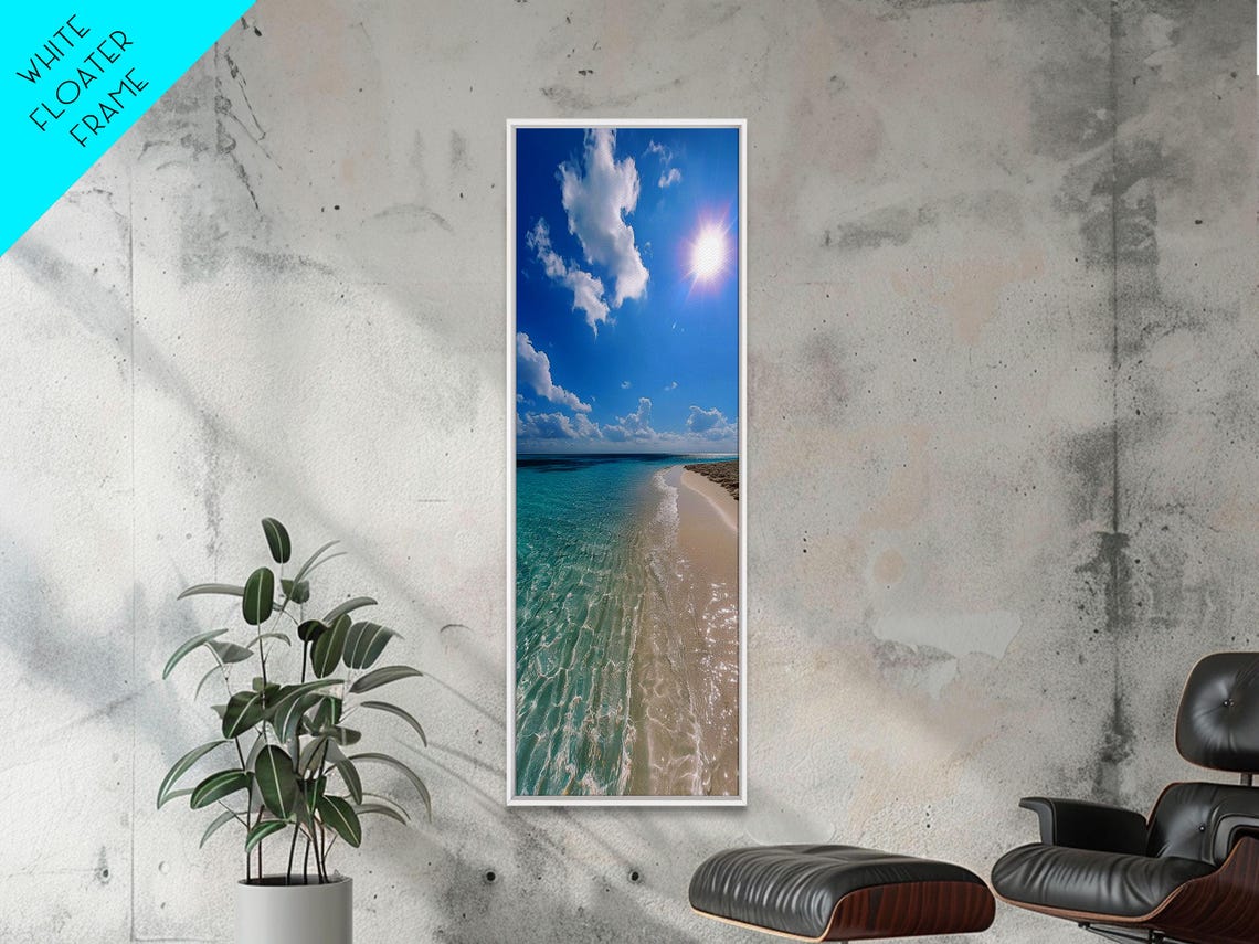 Clear Turquoise Ocean Sandy Beach Bright Sun Tropical Photo Poster