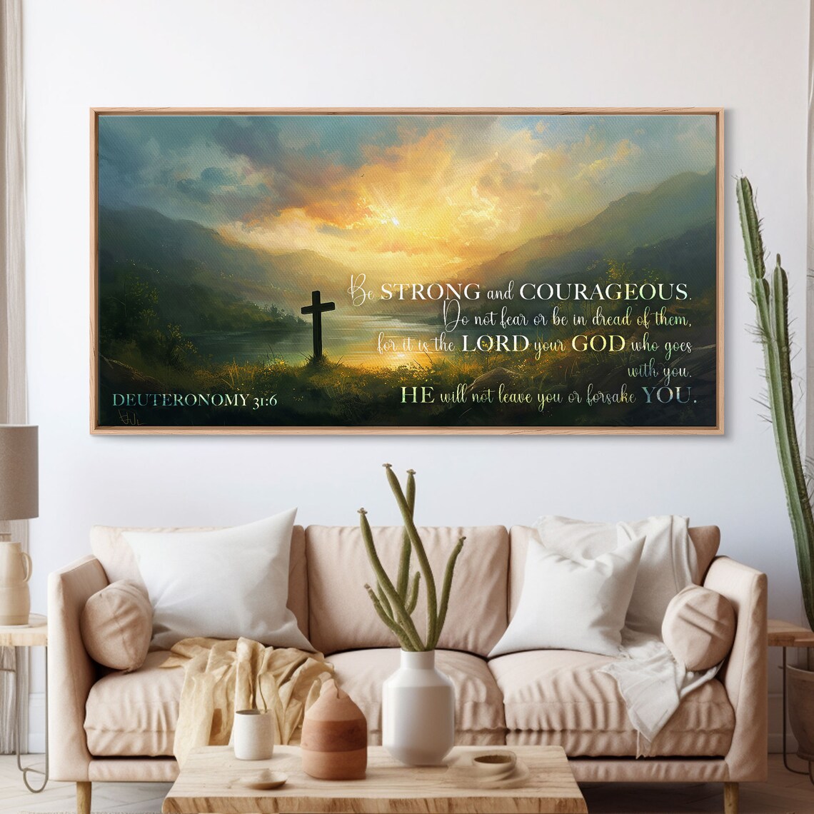 Deuteronomy 3:16 Be Strong and Courageous Verse Art Print - Image 3
