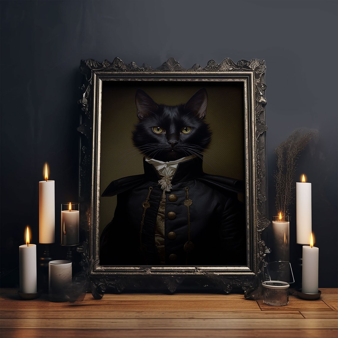 Admiral Meow Reporting For Duty Victorian Cat Portrait Art Framed Print Gothic Dark Academia Wall Art - Image 5