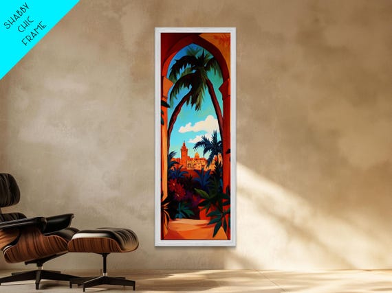 Orange Floral Moroccan Framed Print Bold Sunset Landscape Art Southwest Wall Art Wall Art Bedroom Art Exotic Colorful Decor