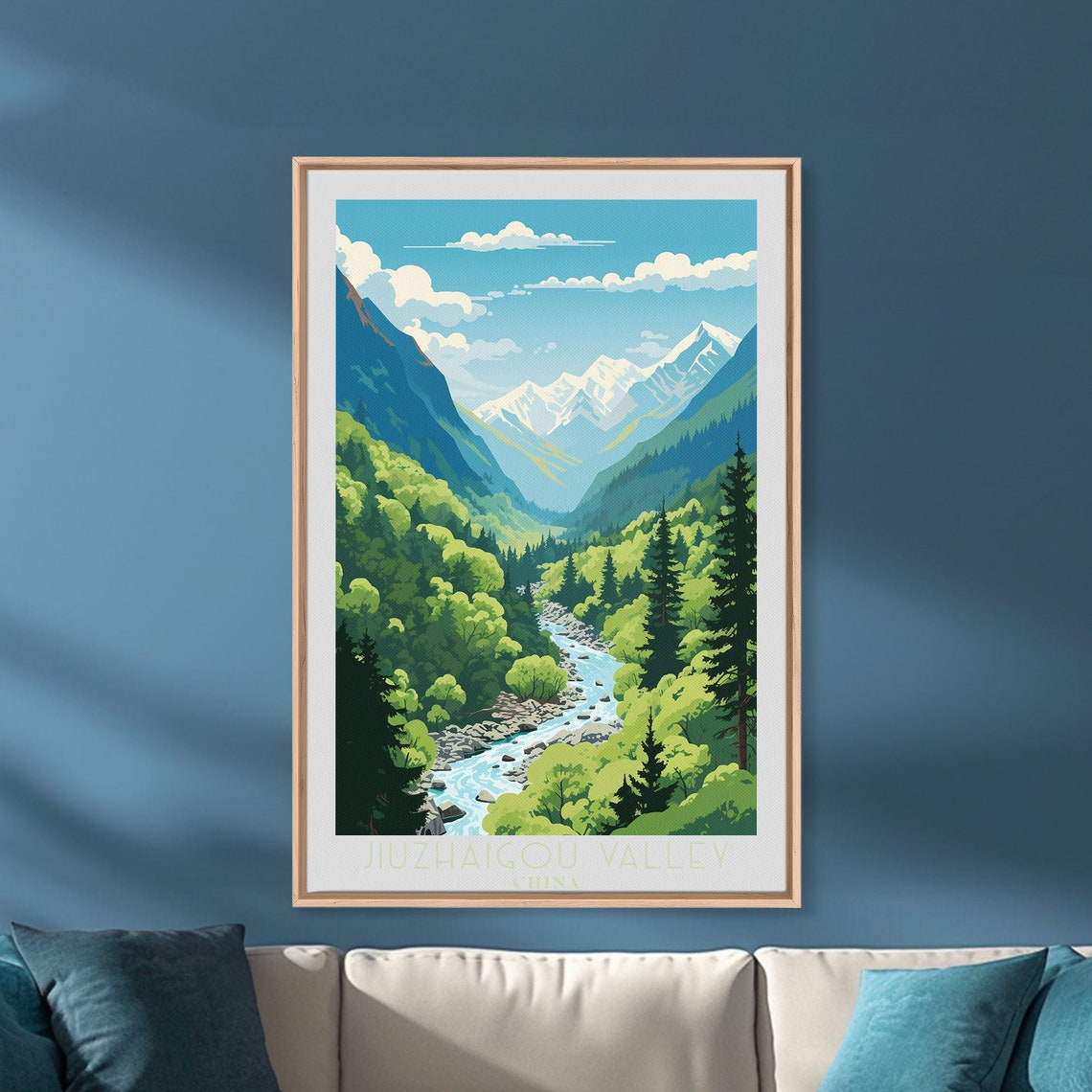Jiuzhaigou Valley China Snowy Peaks Mountain River Forest Poster - Image 6