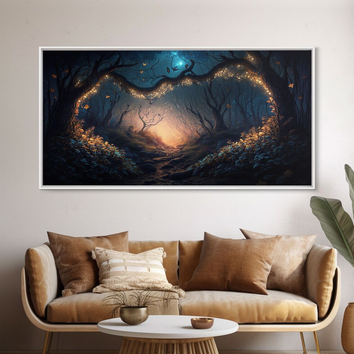 Wreath Of Fireflies Fantasy Art, Moonlit Forest Floor