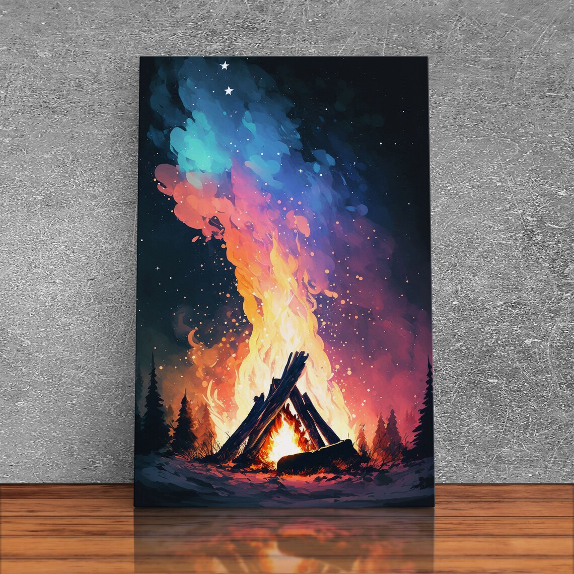 Campfire Print, North Lake Life Cabin Art Print - Image 2