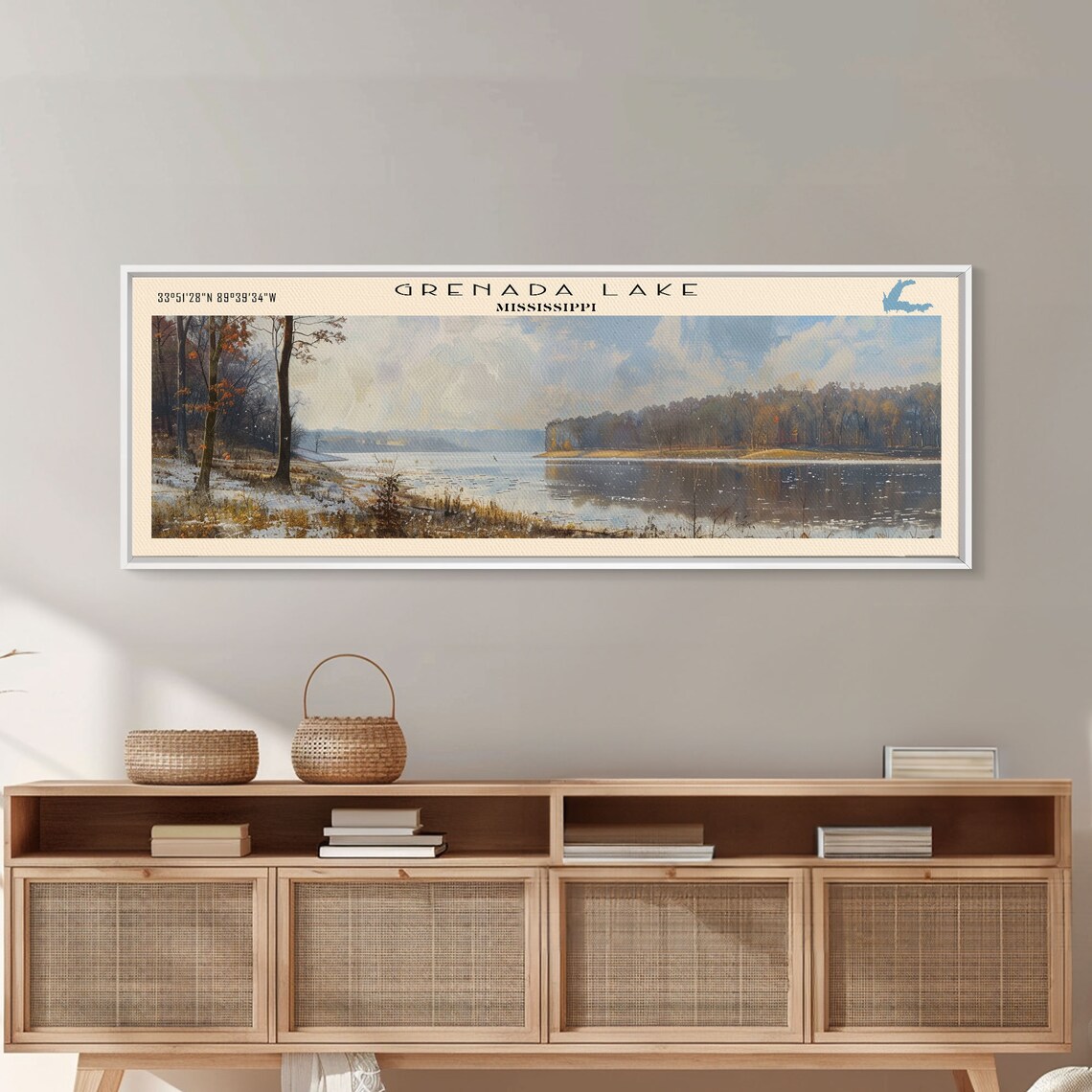 Grenada Lake Mississippi Travel Poster, Lake House Art