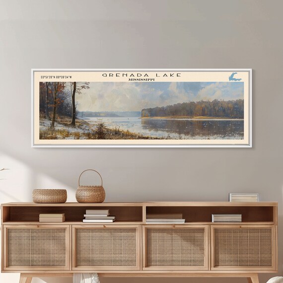 Grenada Lake Mississippi Travel Poster, Lake House Art