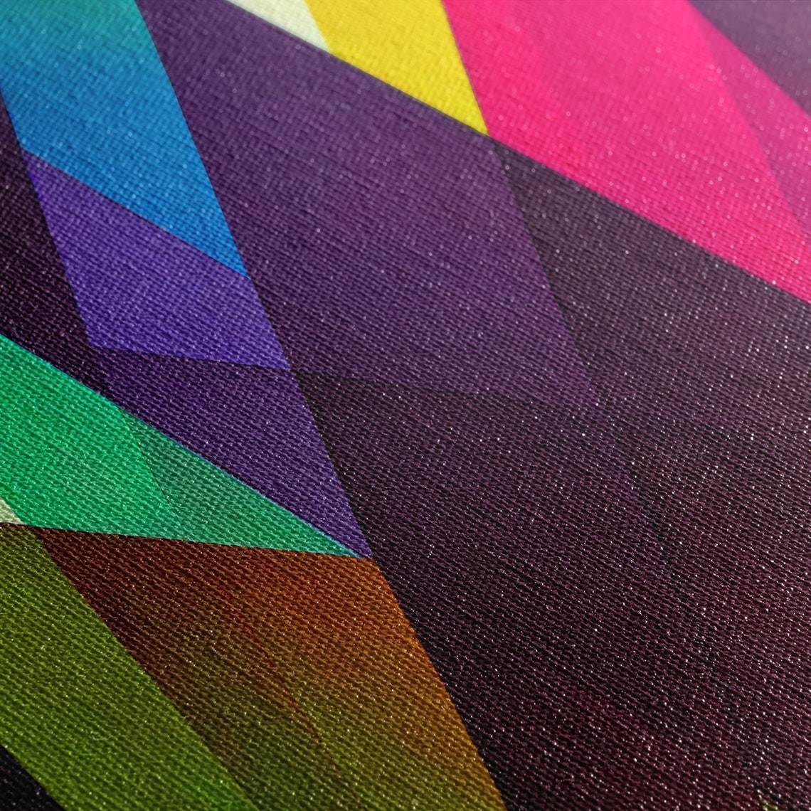 Geometric Abstract Bold Diagonal Color Blocks Panoramic Wall Art - Image 2