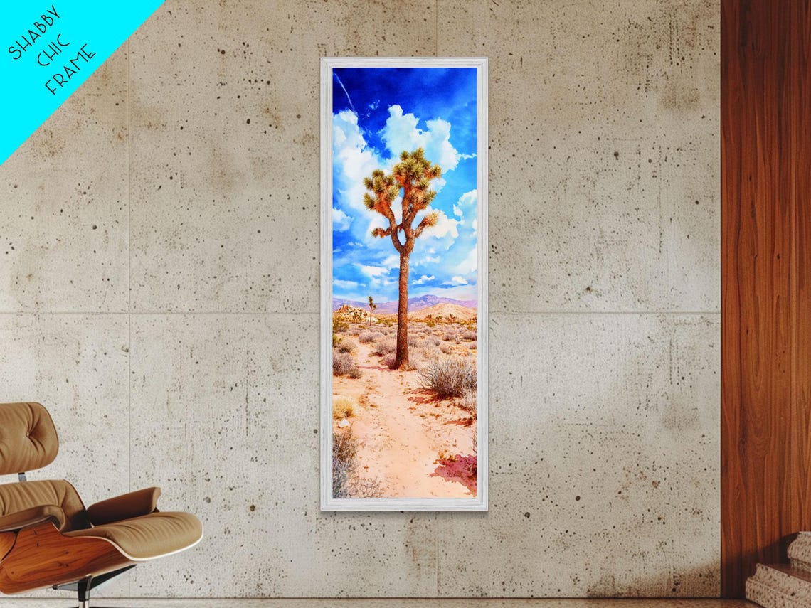 Watercolor Painting Print Of Joshua Tree California Framed Print Tall Skinny Art Landscape Painting Of Joshua Tree California - Image 5