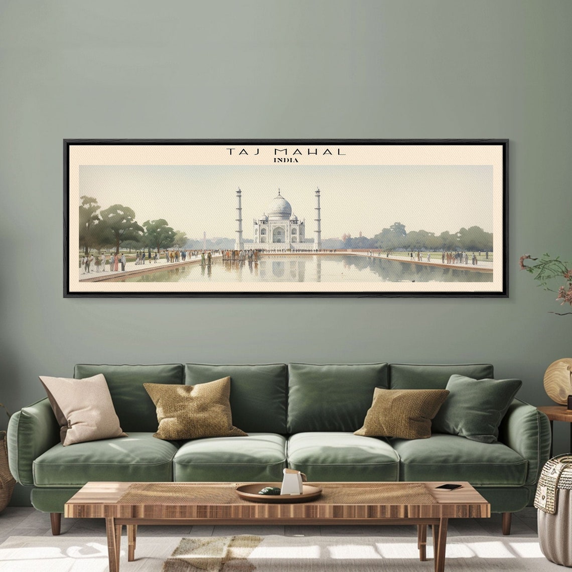 Taj Mahal India Marble Mausoleum Reflecting Pool Panoramic Poster - Image 3