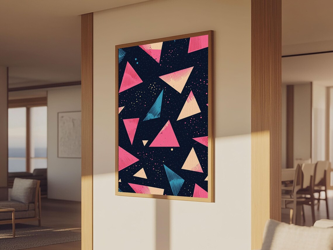 Retro 90s Style Synthwave Abstract Triangles - Image 3