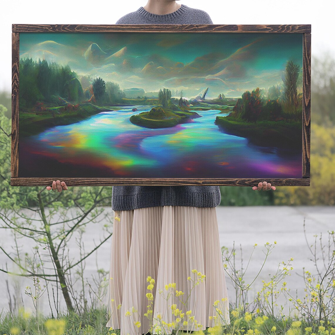 Psychedelic Trippy River Nature Art Print - Image 2