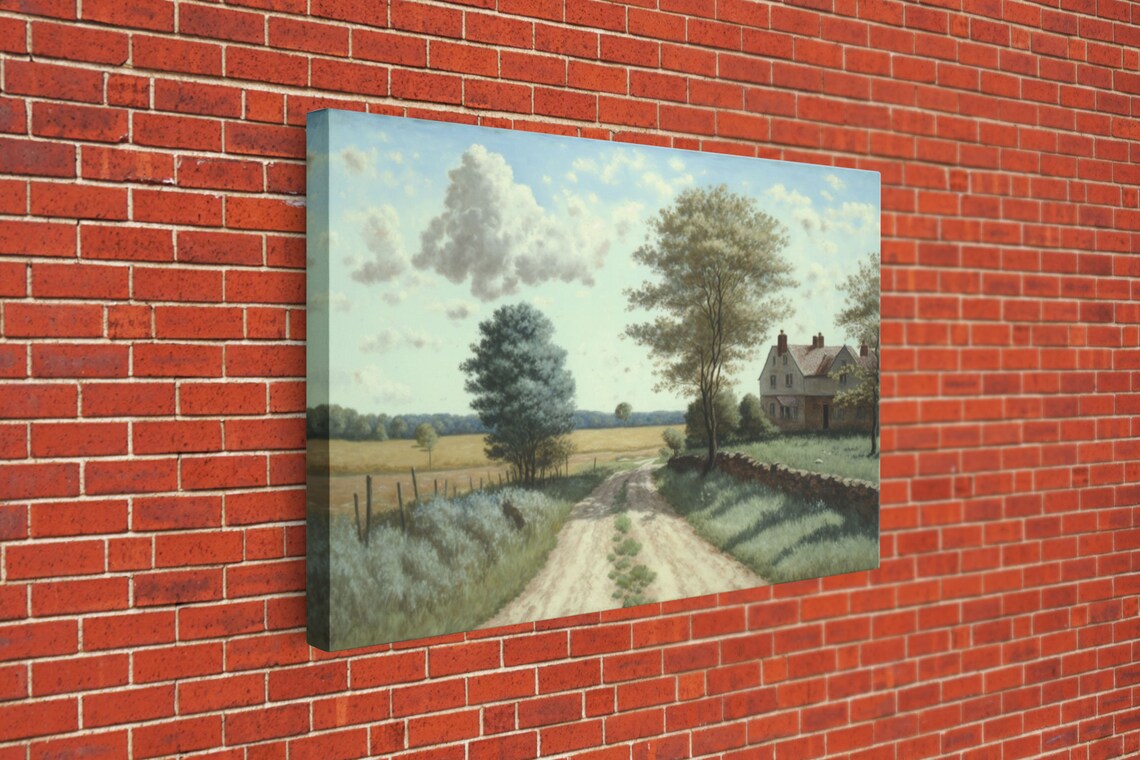 Dirt Road Farmhouse Summer Vintage Painting Rustic Pastoral Art Poster - Image 2