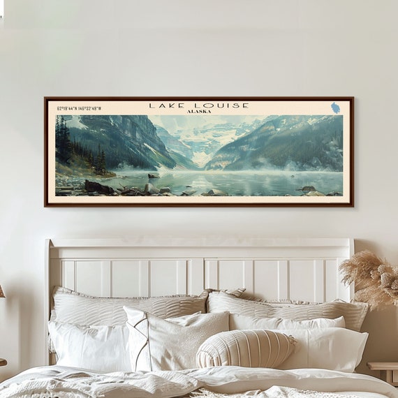 Lake Louise Framed Print Lake House Decor Panoramic Wall Art Travel Poster Stunning Mountain Lake Painting Modern Art